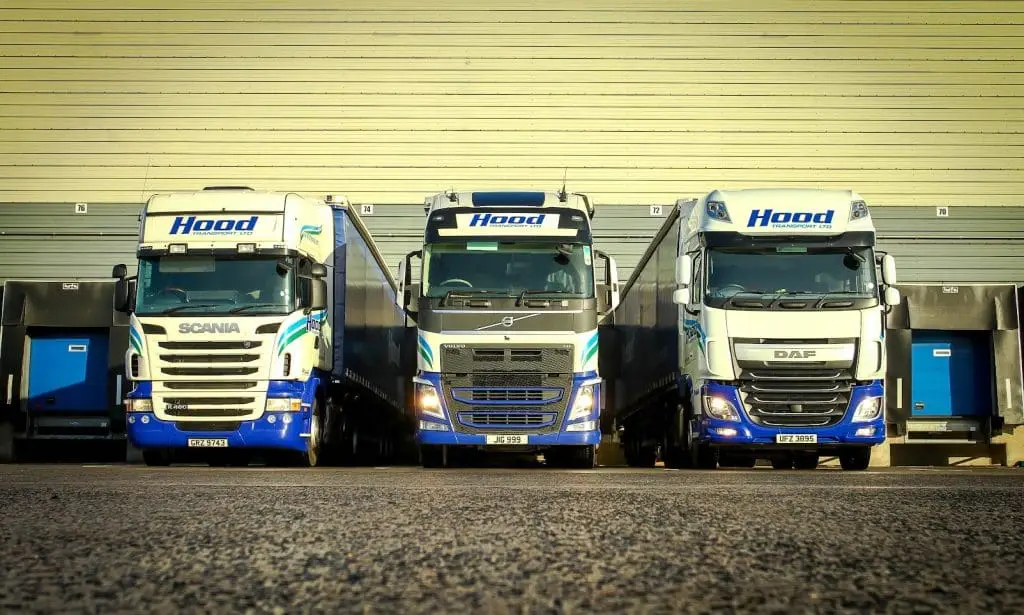 A collection of lorries from the fleet of TJ Hood Transport